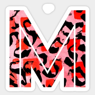 Abstract Letter M Watercolour Leopard Print Alphabet Sticker